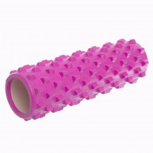 Роллер для занять йогою та пілатесом Grid Bubble Roller FI-6672 d-14см, l-45см Рожевий (AN0577)