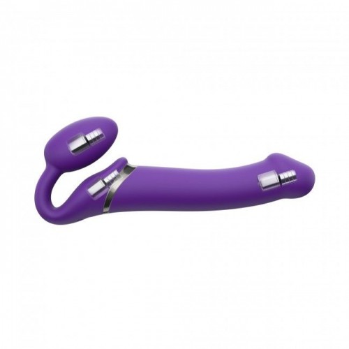 Безремінний страпон з вібрацією Strap-On-Me Vibrating Violet M, діаметр 3,3 см, пульт ДК, регульован в інтернет супермаркеті PbayMarket!