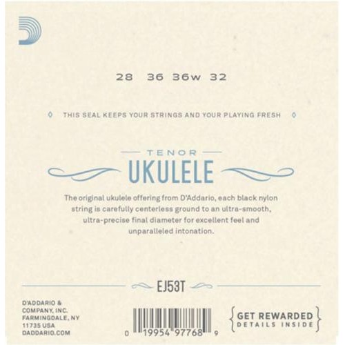Струни для укулеле D'Addario EJ53T Black Nylon Tenor Ukulele Strings 28/32 Струни для укулеле D'Addario EJ53T Black Nylon Tenor Ukulele Strings 28/32