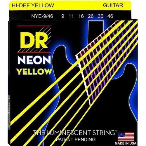 Струни для електрогітари DR NYE-9/46 Hi-Def Neon Yellow K3 Coated Light Heavy Electric Guitar Strings 9/46 Струни для електрогітари DR NYE-9/46 Hi-Def Neon Yellow K3 Coated Light Heavy Electric Guitar Strings 9/46