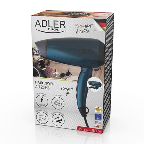 Фен Adler 19,5х22х7,6 см Темно-синій AD 2263 Фен Adler 19,5х22х7,6 см Темно-синій AD 2263