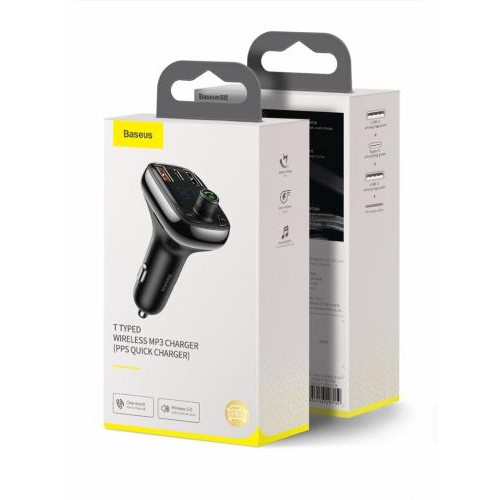 FM-трансмітер модулятор Baseus S-13 Bluetooth 5.0 c функцією зарядки (Чорний, 2xUSB, 1xType-C) FM-трансмітер модулятор Baseus S-13 Bluetooth 5.0 c функцією зарядки (Чорний, 2xUSB, 1xType-C)