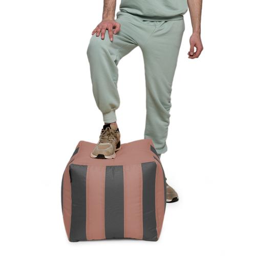 Пуф Кубик Смугастий Оксфорд 40х40 Студія Комфорту Сірий + Кава Пуф Кубик Смугастий Оксфорд 40х40 Студія Комфорту Сірий + Кава