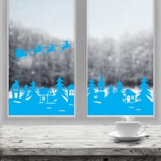 Новорічна вінілова наклейка Zatarga Лісова казка 1100х550 Блакитний (Z202023/1)