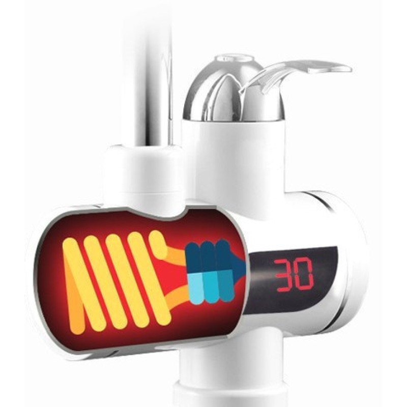 Проточний водонагрівач електричний Delimano з екраном Підключення знизу+ДУШ