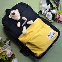 Рюкзак шкільний для дівчинки та хлопчика Hoz Bear Fashion 29 х 42 х 18 см Чорний з жовтим (SK001663)