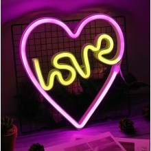 Настінний неоновий світильник нічник Love Серце рожеве Angel
