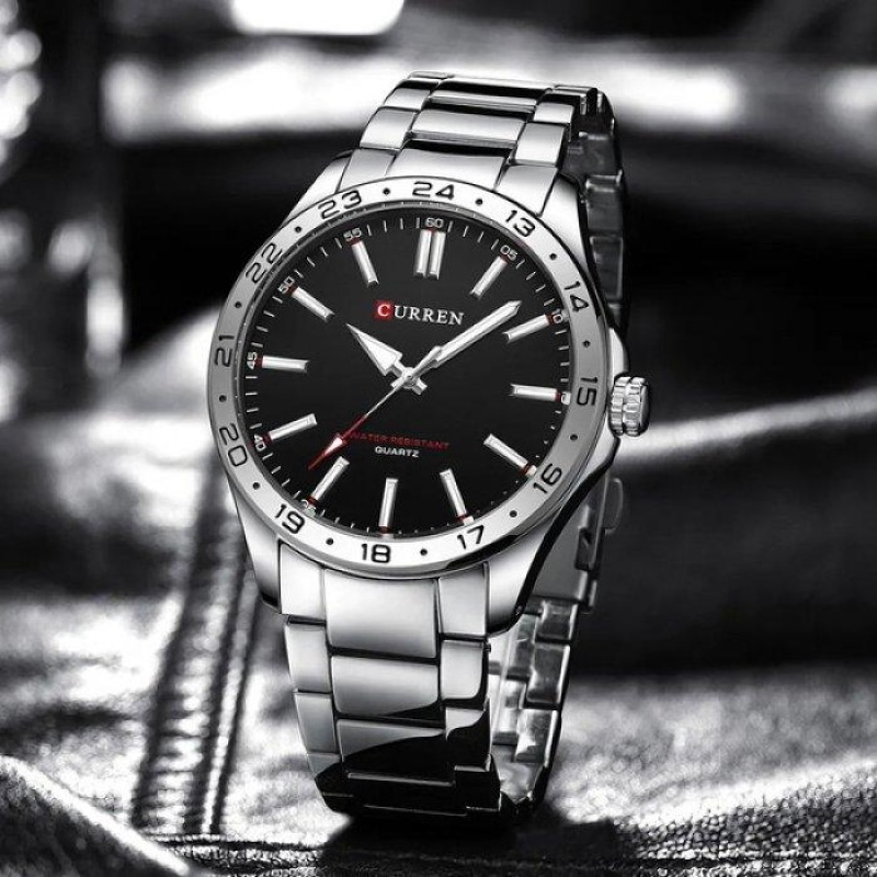 Годинник чоловічий наручний CURREN HECTOR сріблястий з чорним циферблатом (IBW880SB)