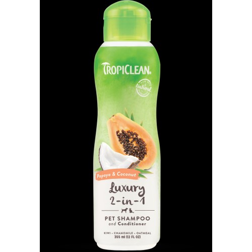 Шампунь-кондиціонер Tropiclean Papaya & Coconut 355 мл з кокосом та татом для собак та кішок Шампунь-кондиціонер Tropiclean Papaya & Coconut 355 мл з кокосом та татом для собак та кішок