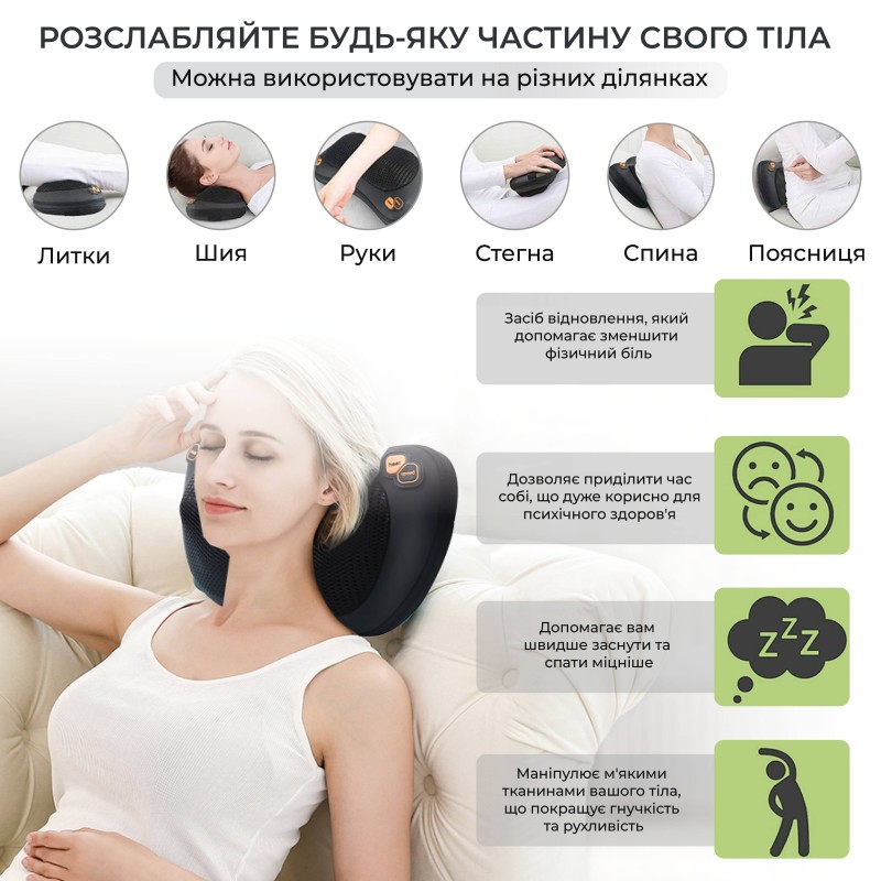 Масажна роликова подушка No Brand інфрачервоний масажер для спини, шиї та тіла