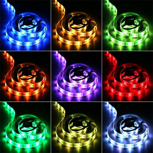 Світлодіодна стрічка RIAS 5050 LED RGB в бухті 5м різнобарвна 5V USB Bluetooth (4_00561)