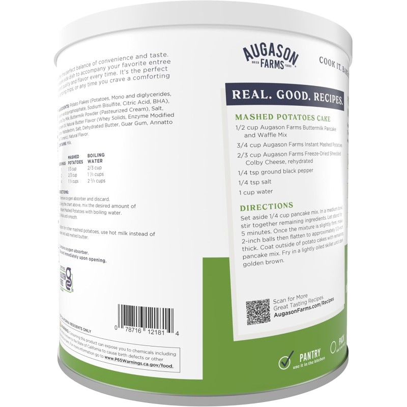 Картопляне пюре з великим терміном придатності 10 років Augason Farms, 30 порцій
