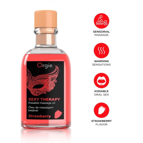 Набір для масажу Orgie – Sexy Therapy Strawberry (100 мл), їстівна розігрівальна олія + пір’їнка Набір для масажу Orgie – Sexy Therapy Strawberry (100 мл), їстівна розігрівальна олія + пір’їнка
