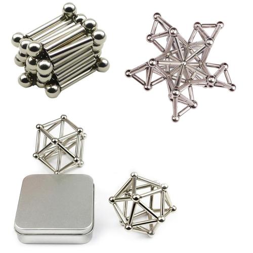 Магнітний конструктор дитячий Neocube Buckyballs amp; Buckybars головоломка-антистрес 63 деталі Сріблястий