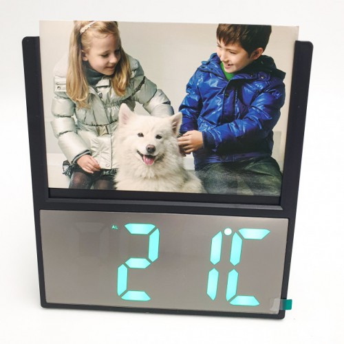Електронний LED годинник настільний UKC DS-6608 7570 з фоторамкою 15х10см USB Чорний