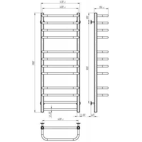 Сушарка електрична Lux П12 400х1100 Deffi Білий WD04 Праве підключення (A.LU.110.40.12.E.W.R.4) в інтернет супермаркеті PbayMarket!