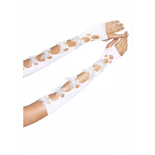 Мітенки Leg Avenue Butterfly applique arm warmers White, метелики в інтернет супермаркеті PbayMarket!