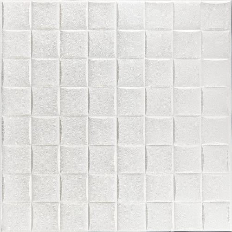 Самоклеюча декоративна настінно-стельова 3D панель Sticker Wall Плетіння 700х700х8 мм Молочний (SW-00000189)