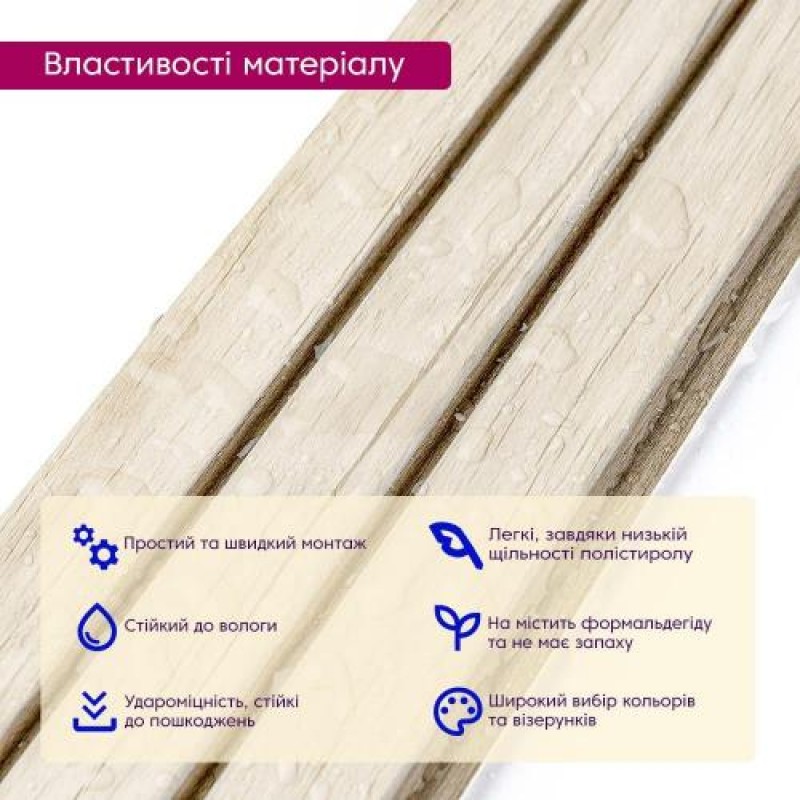 Декоративна PS рейка Sticker Wall 122*2900*12мм (D) SW-00001741