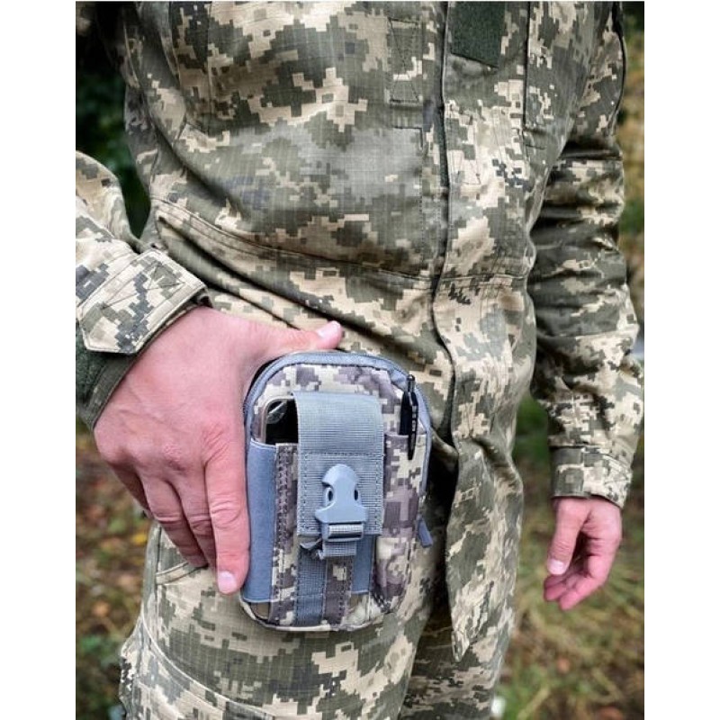 Тактична сумка на пояс органайзер Military 18х13х3 см Сірий Піксель