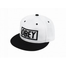 Бейсболка peaked cap OBEY Білий One sizе Чорний (23259)