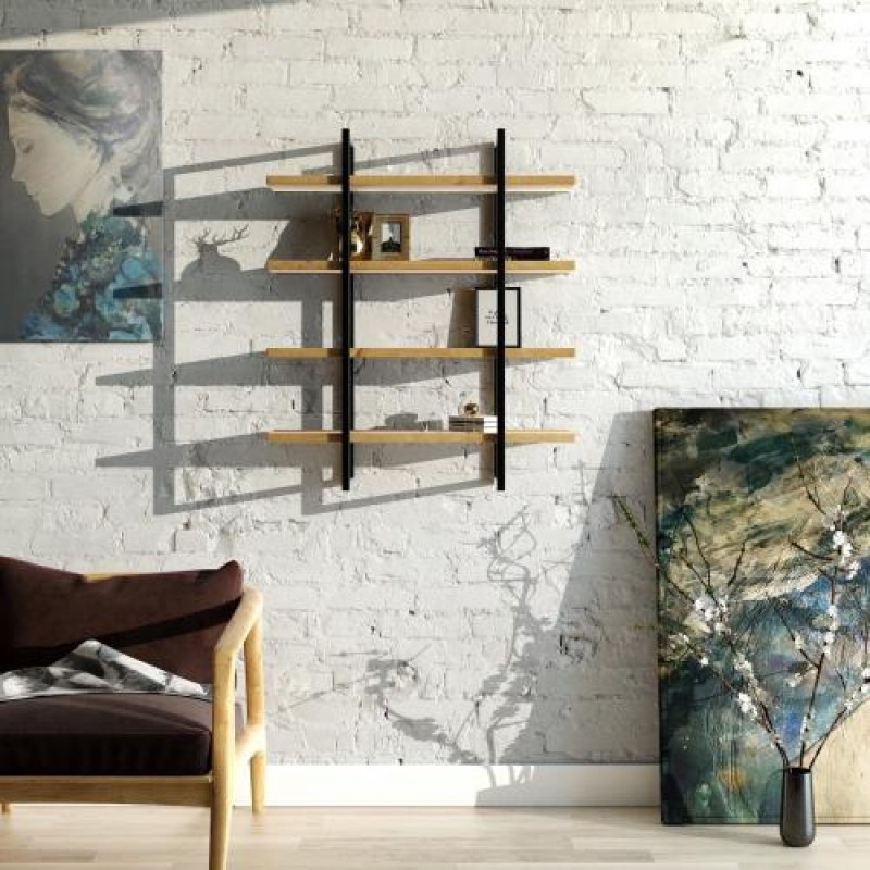 Навісна - настінна полиця у стилі Loft NS-1041 910x600x200 мм Черный