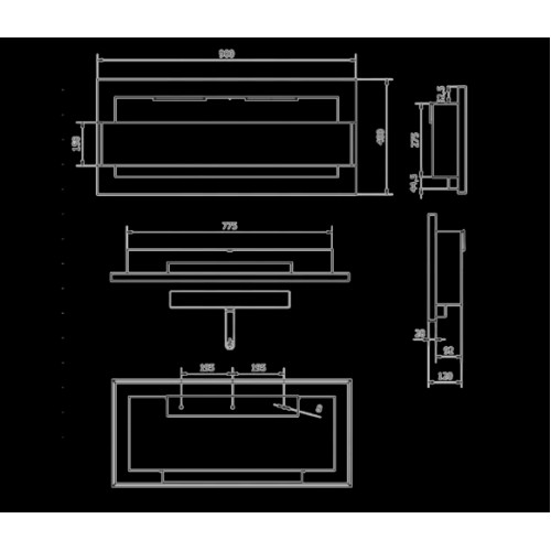 Біокамін GMT 900х400х120 BLACK MAT + СКЛО Біокамін GMT 900х400х120 BLACK MAT + СКЛО