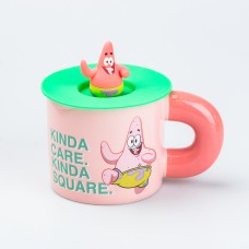 Кружка керамічна з кришкою TS Kitchen Патрік 400 мл рожева (HP7216P)