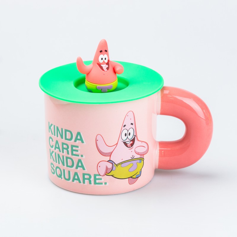 Кружка керамічна з кришкою TS Kitchen Патрік 400 мл рожева (HP7216P)