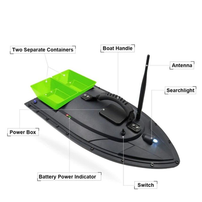 Кораблик для підгодовування риби Flytec HQ2011 на радіоуправлінні, зелена годівниця