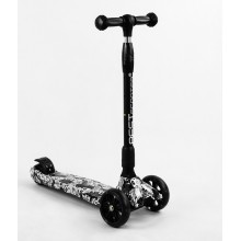 Самокат триколісний Best Scooter MAXI складаний колеса PU зі світлом Skulls and flowers 60 кг Різнокольоровий (105402)