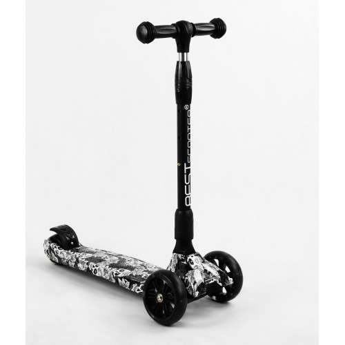 Самокат триколісний Best Scooter MAXI складаний колеса PU зі світлом Skulls and flowers 60 кг Різнокольоровий (105402)