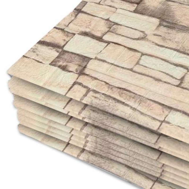 Самоклеюча 3D панель 3D Loft WHS-03 під бежеву катеринославську цеглу в рулоні 20 м 20000x700x3мм