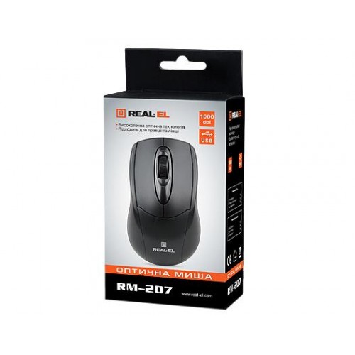 Миша REAL-EL RM-207 Black USB в інтернет супермаркеті PbayMarket!