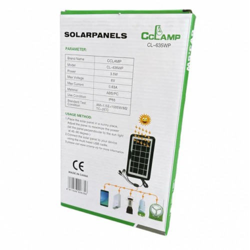 Сонячний зарядний пристрій CCLAMP CL-635 6V 3.5W Black (3_03086) Сонячний зарядний пристрій CCLAMP CL-635 6V 3.5W Black (3_03086)