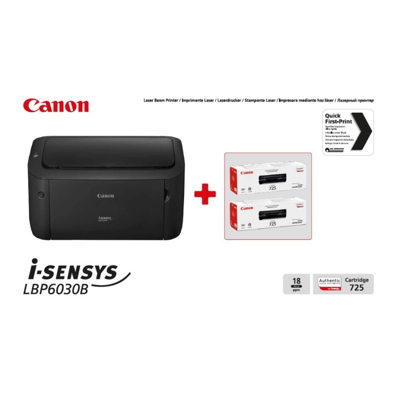 Принтер А4 Canon i-SENSYS LBP6030B (8468B042AA) + 2 картриджі Canon 725