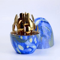 Набір столових приборів з нержавіючої сталі TS Kitchen 24 штук золотих Ван Гог (HP78812)