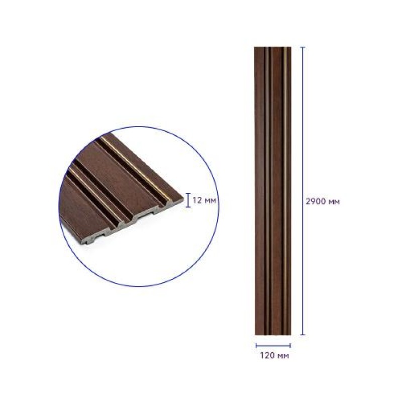 Декоративна стінова рейка Sticker Wall PS 2900x120x12 мм Коричневий (SW-00002131)