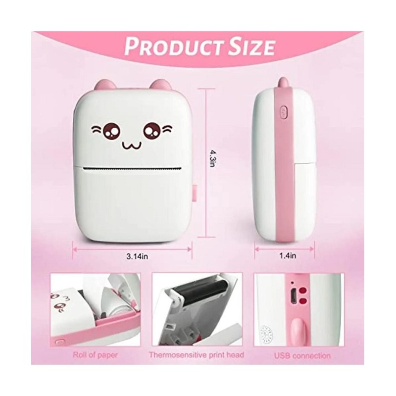 Термопринтер дитячий портативний з термодруком Jetix Portable Mini Printer MX06 Рожевий