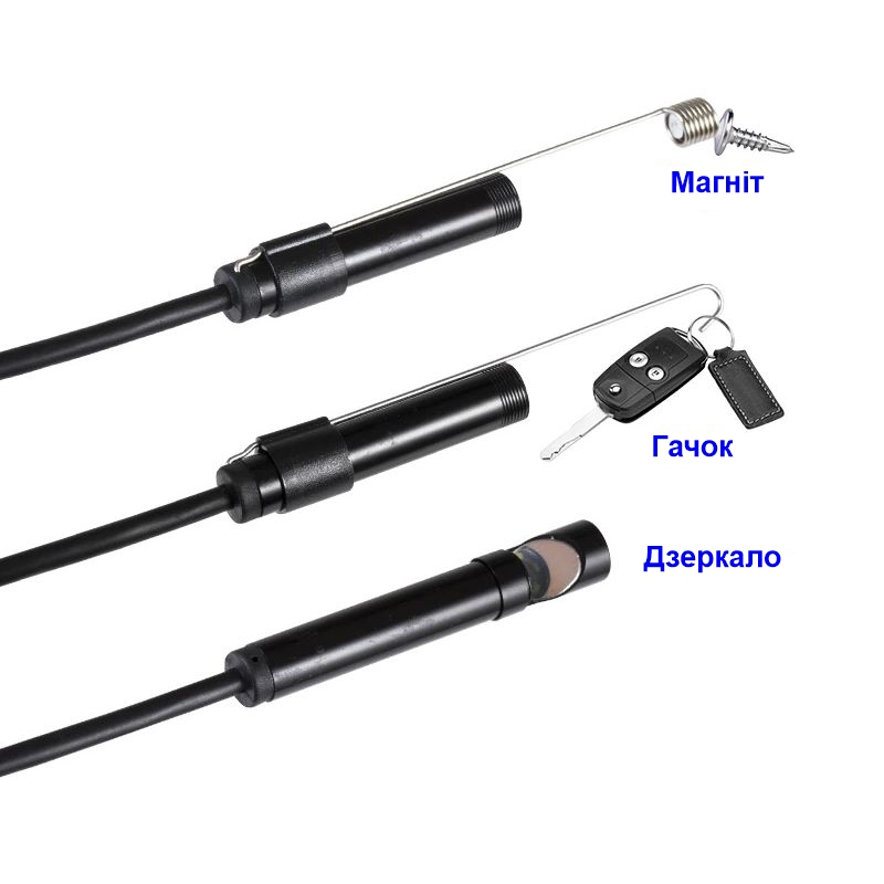 Ендоскоп для смартфона wifi бездротовий Kerui YPC99-2 метра, м'який кабель, 8 мм діаметр