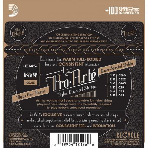 Струни для класичної гітари D'Addario EJ45 Classic Silverplated Wound Nylon Normal Tension