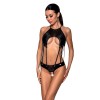 Боді з відкритим доступом Passion TASMINA BODY XXL/XXXL, black, екошкіра, шнурівки, ажурні мережива в інтернет супермаркеті PbayMarket!