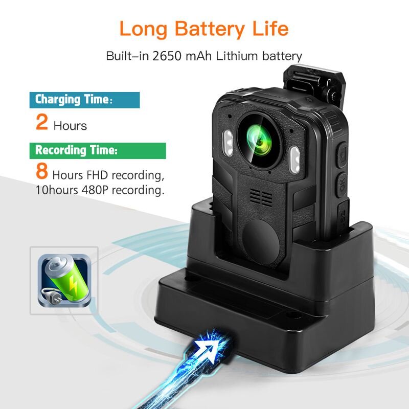 Нагрудний відеореєстратор поліцейський на одяг Boblov WN9, FullHD 1080P, 170 градусів, 8 годин запису (вдосконалена версія)