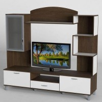 Стінка в вітальню Тиса Мебель Вітальня-45 Венге Білий 1760x450x1800 мм Стінка в вітальню Тиса Мебель Вітальня-45 Венге Білий 1760x450x1800 мм