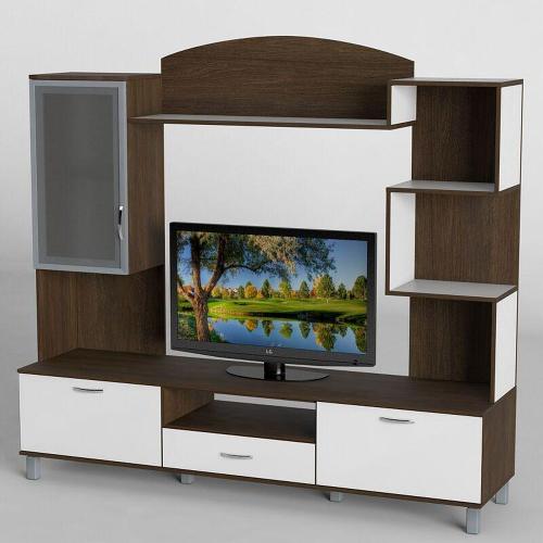 Стінка в вітальню Тиса Мебель Вітальня-45 Венге Білий 1760x450x1800 мм Стінка в вітальню Тиса Мебель Вітальня-45 Венге Білий 1760x450x1800 мм