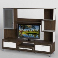 Стінка в вітальню Тиса Мебель Вітальня-44 Венге Білий 1600x450x1800 мм Стінка в вітальню Тиса Мебель Вітальня-44 Венге Білий 1600x450x1800 мм