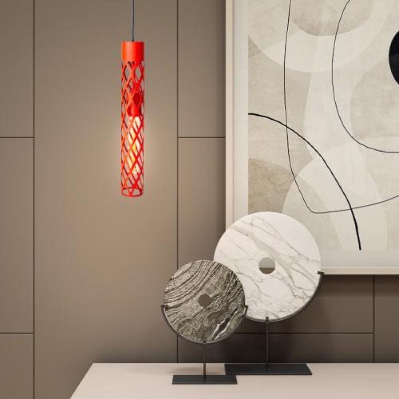 Світильник підвісний MSK Electric Flow у стилі лофт під лампу Е27 червоний NL 6041 RD