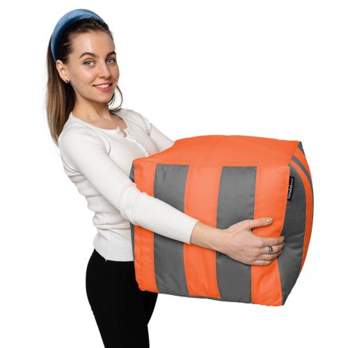 Пуф Кубик Смугастий Оксфорд 40х40 Студія Комфорту Помаранчевий + Сірий Пуф Кубик Смугастий Оксфорд 40х40 Студія Комфорту Помаранчевий + Сірий