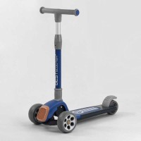 Самокат триколісний Best Scooter складане алюмінієве кермо, 3 колеса PU зі світлом Black/Blue (102024)