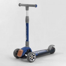 Самокат триколісний Best Scooter складане алюмінієве кермо, 3 колеса PU зі світлом Black/Blue (102024)